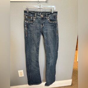 LA IDOL jeans size 7, bedazzled dark wash boot cut jeans - country/western